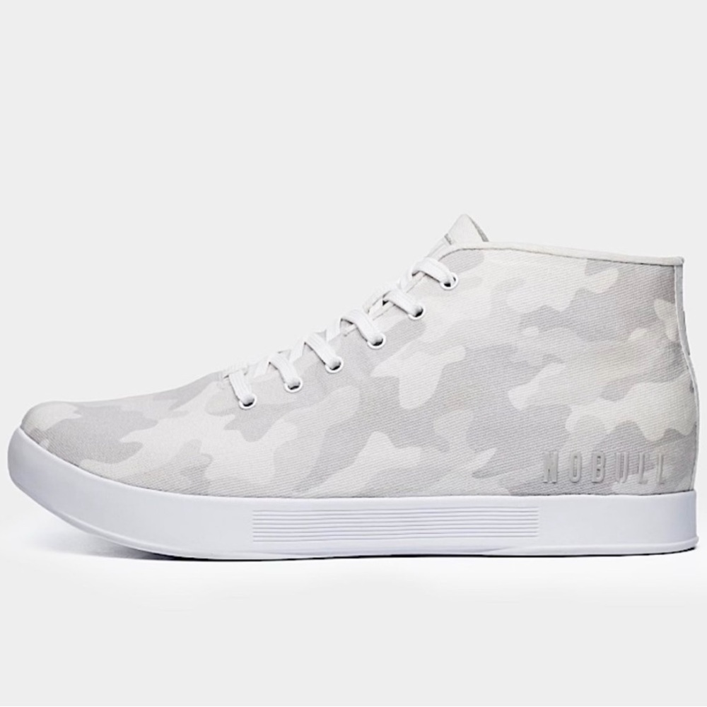 NOBULL Menโs White & Light Gray Camo High-Top Sneaker